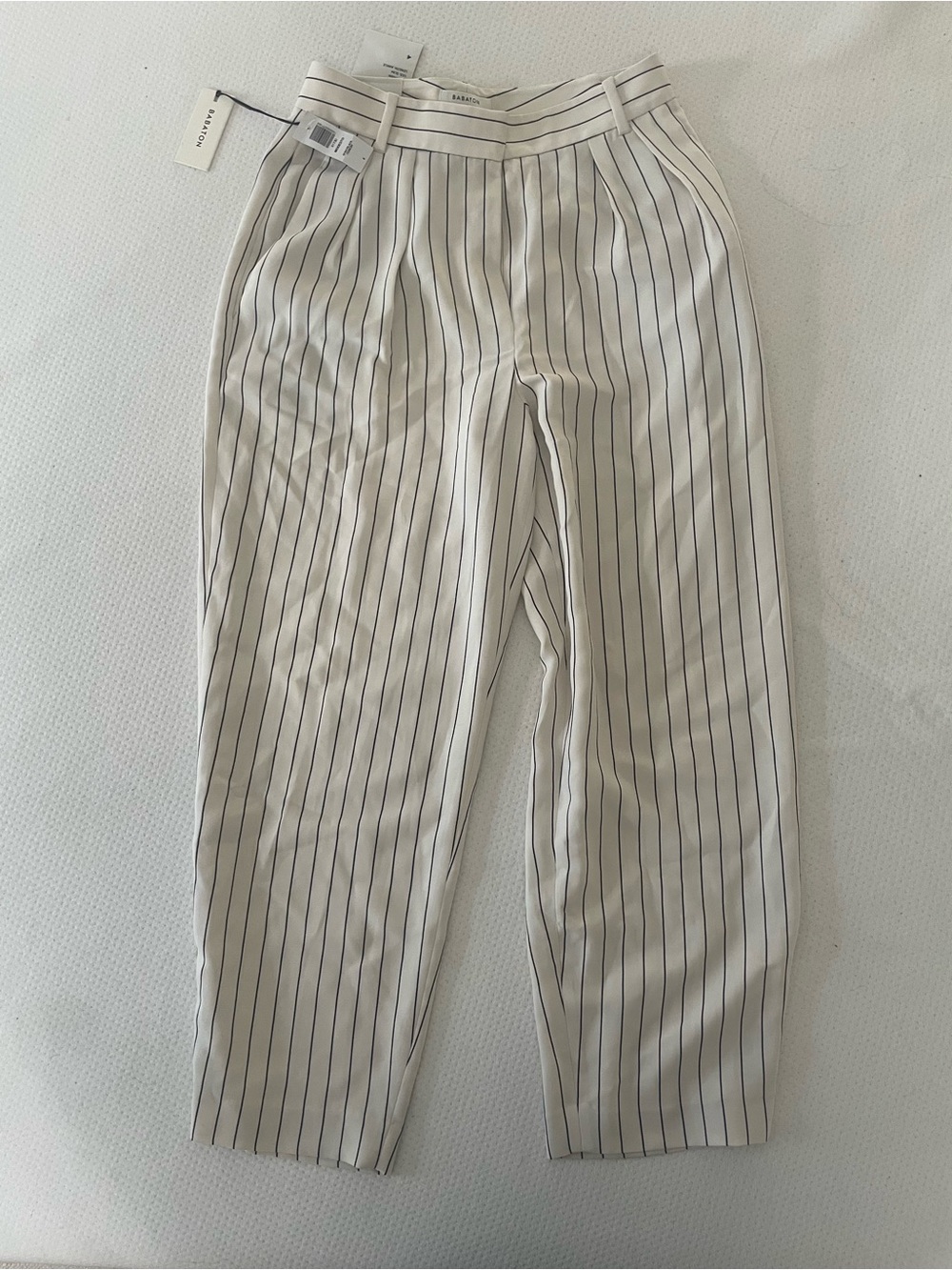 Babaton Cream Trousers with Black Pinstripes